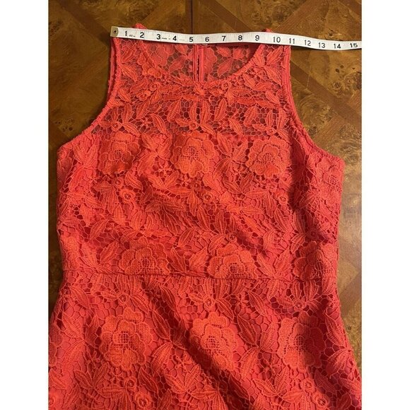 J Crew Collection Poppy Coral Floral Lace Sheath Dress Sz 2 Sleeveless Cocktail - Picture 4 of 7